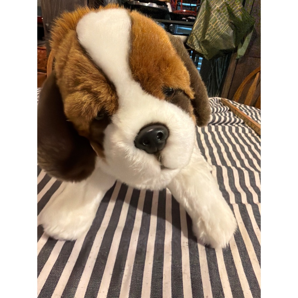 Auswella Mozart St. Bernard Plush Dog Realistic Brown White 20 Inch 031520201